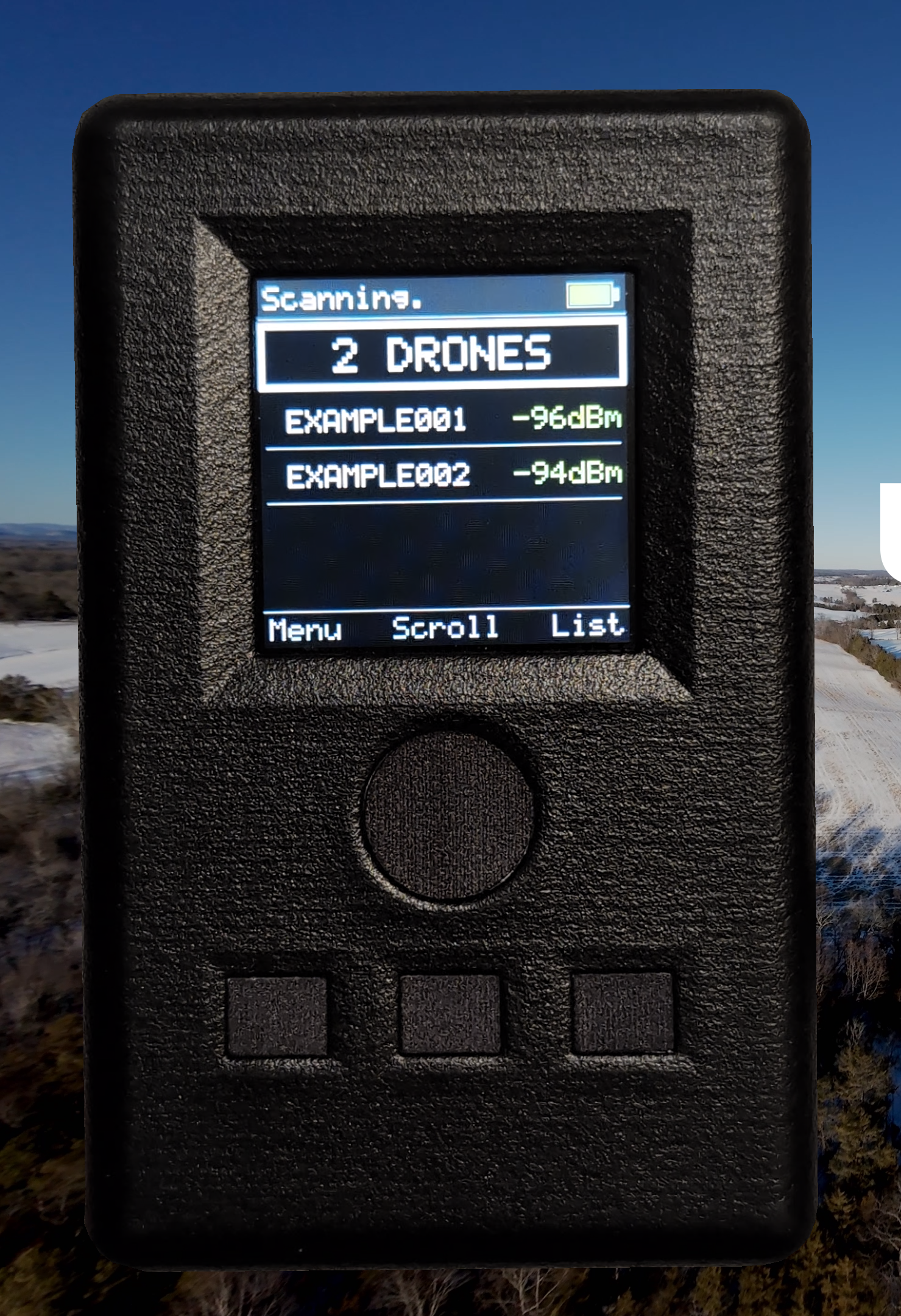 Locus Remote ID detector showing 2 active drones